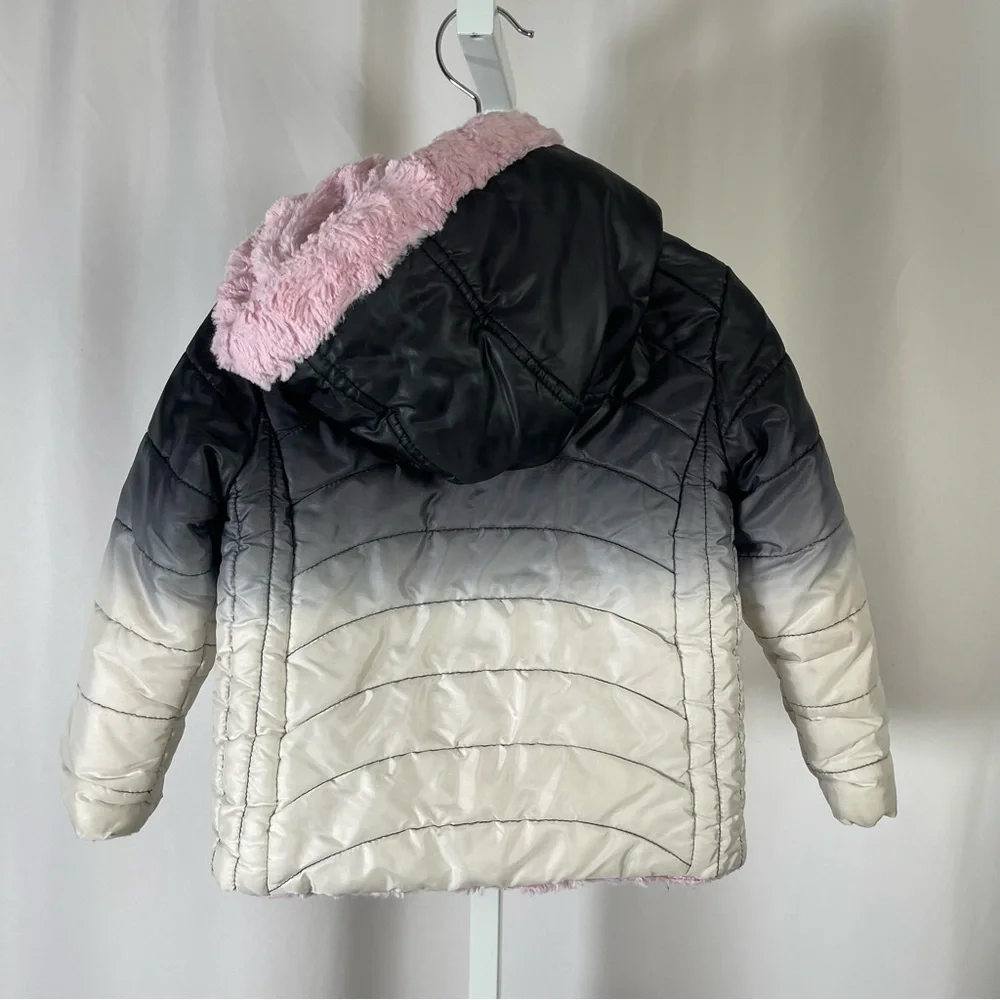 Pistachio 3at Gradient Puffer Jacket Faux Fur Warm Winter Snow Ski Hooded Warm